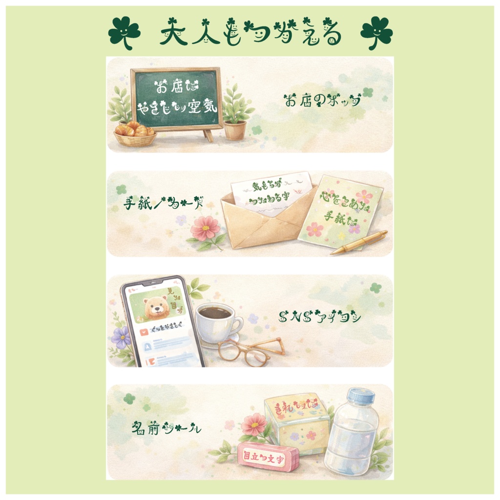 教育・福祉・配信に使えるやさしいフォント|クローバーにこにこフォント