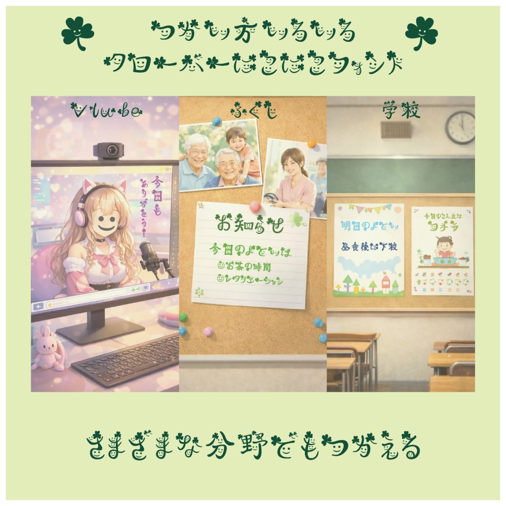 教育・福祉・配信に使えるやさしいフォント|クローバーにこにこフォント