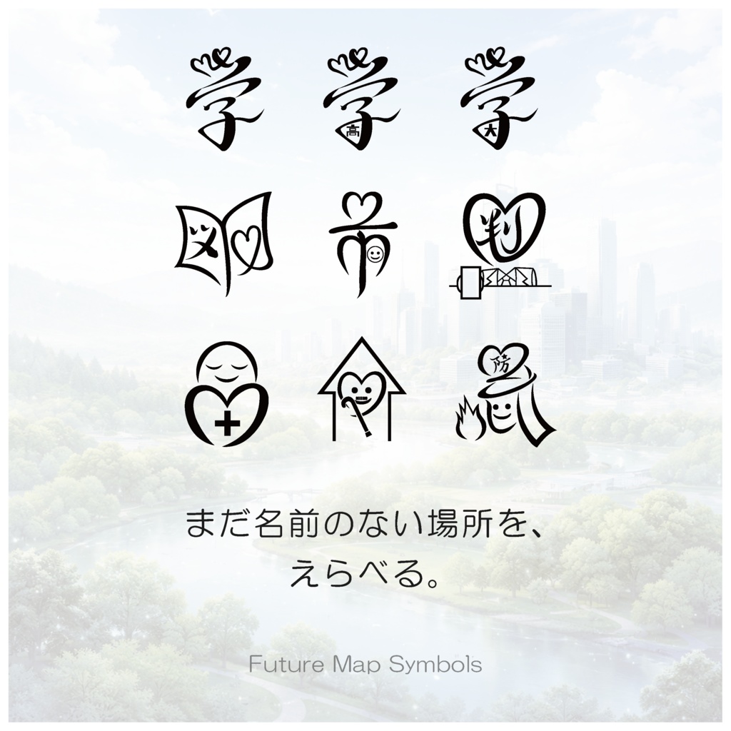 未来の地図記号 PNG素材|A(20種)