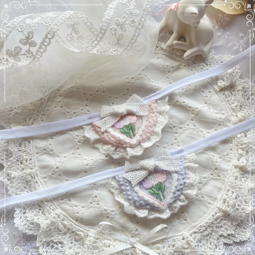 お花スタイ チェック ねこさん 10~11cm