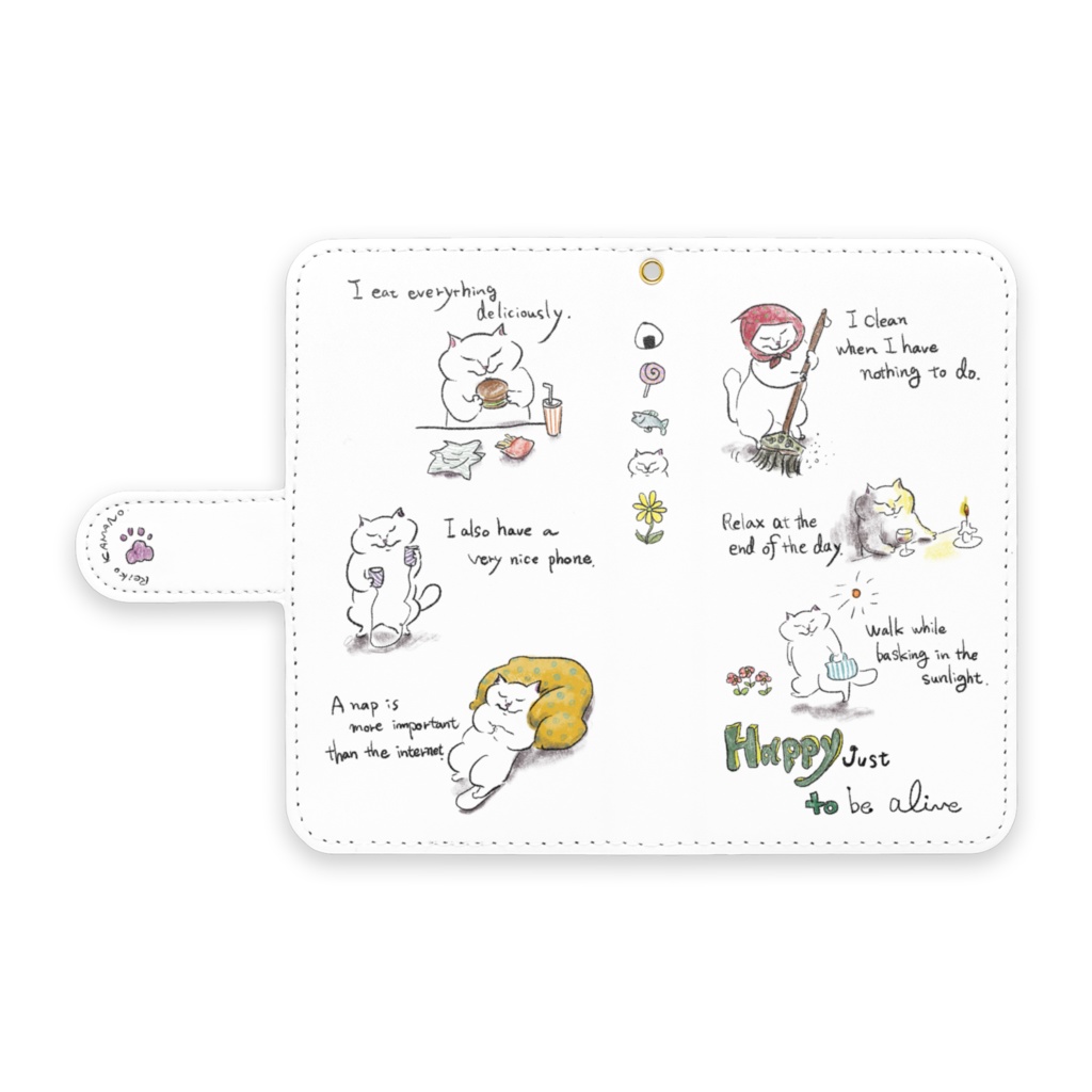 「Happy just to be alive」手帳型Androidケース