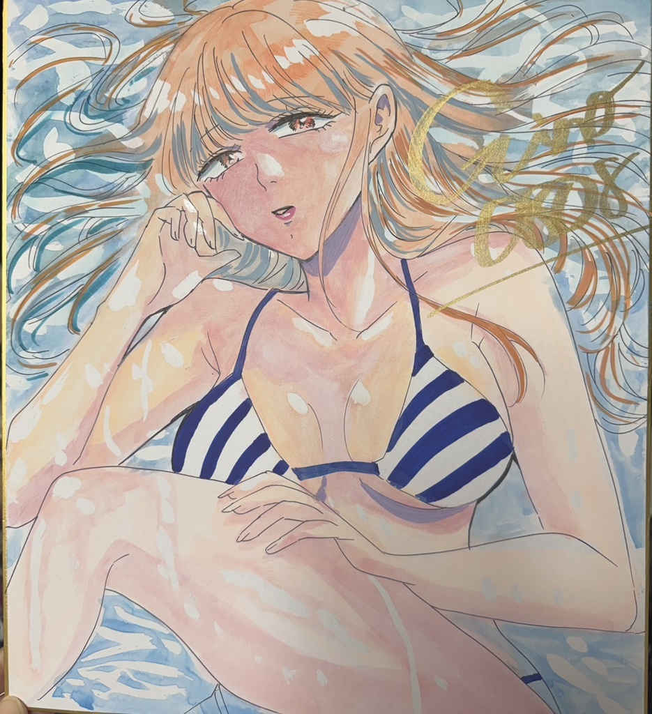 サイン色紙「マリン水着」