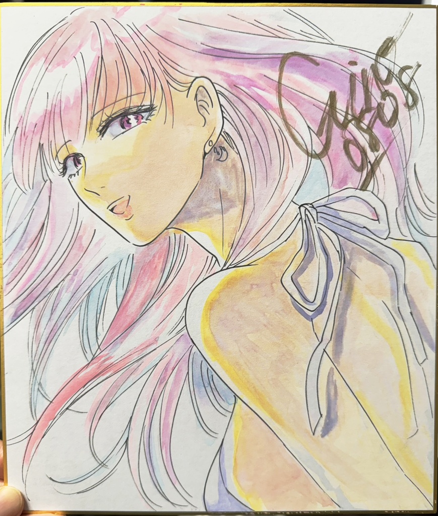   サイン色紙（中）「振り向き」