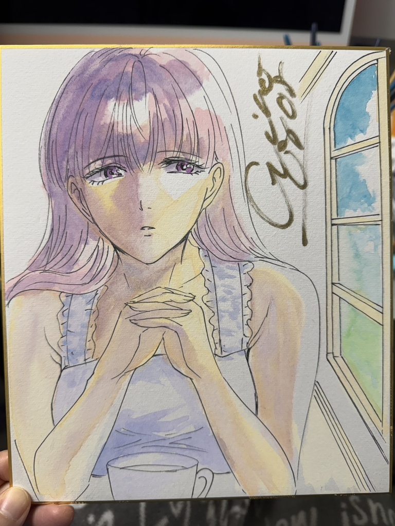  サイン色紙（中）「窓辺」