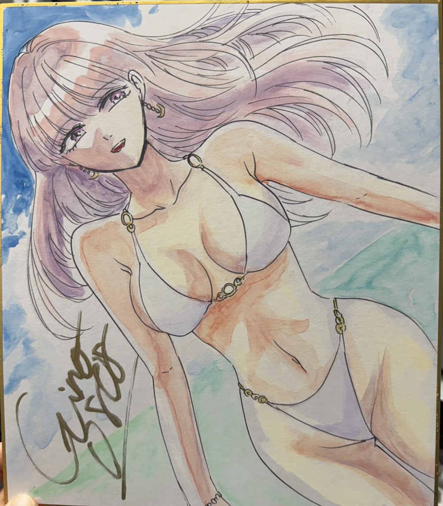  サイン色紙（中）「白ビキニ」