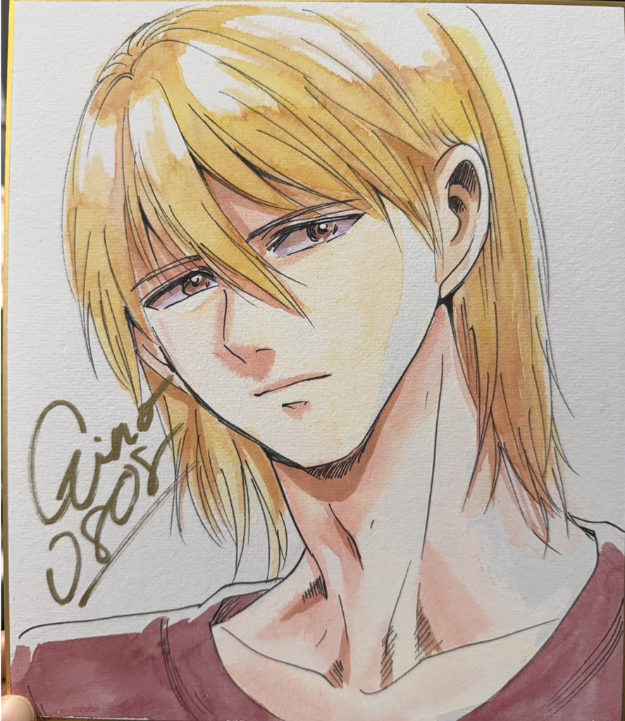   サイン色紙（中）「バーガンディーのTシャツ」