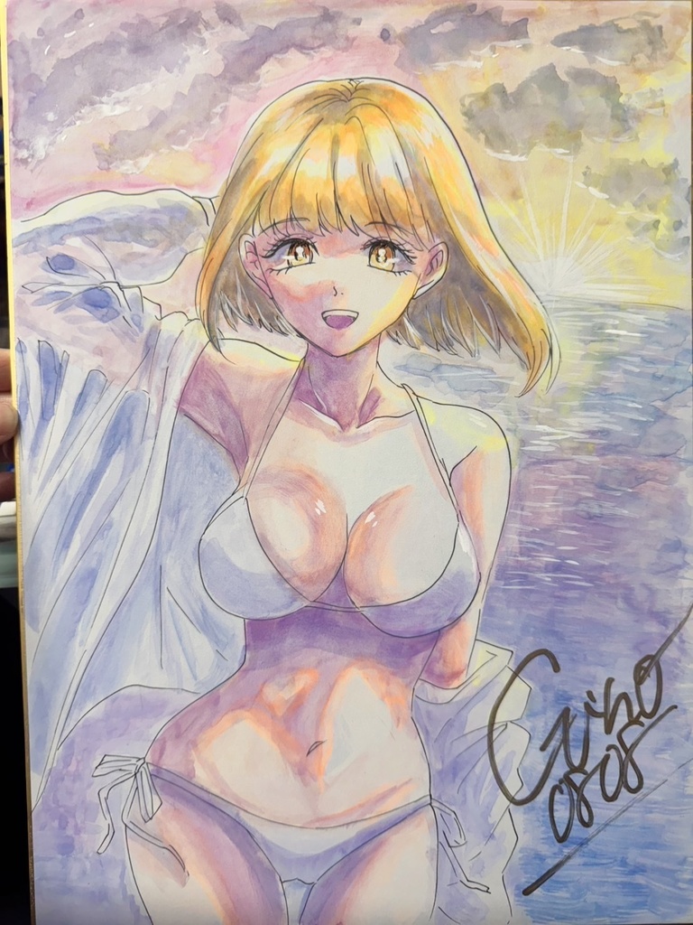 F4号色紙「サンセットビーチ」