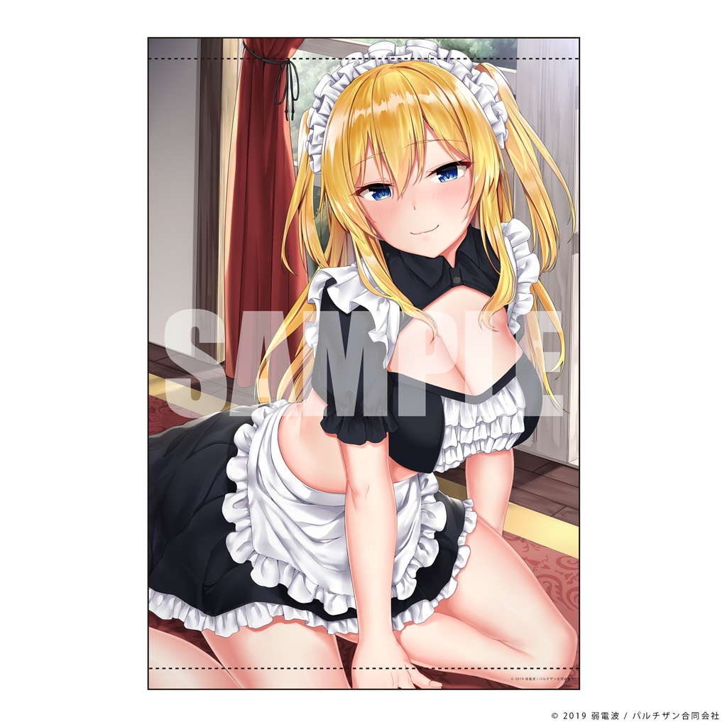 弱電波先生イラスト「金髪ツーサイドアップちゃん」B2タペストリー ダブルスエード版