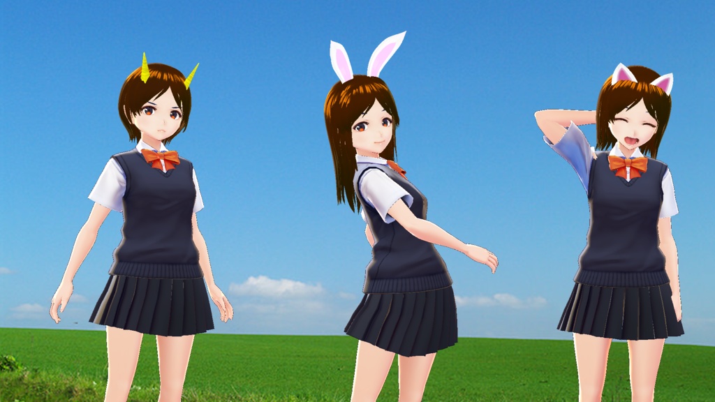 Vroid用ヘアープリセット(ウサ耳、クマ耳、ネコ耳、ツノ)