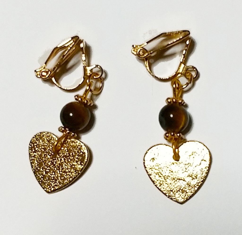 タイガーアイ&ハートプレートピアス・イヤリング ローimage