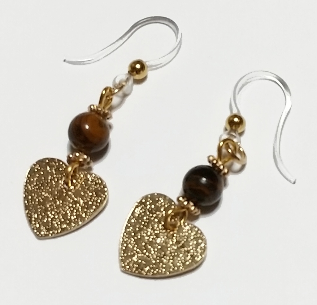 タイガーアイ&ハートプレートピアス・イヤリング ローimage