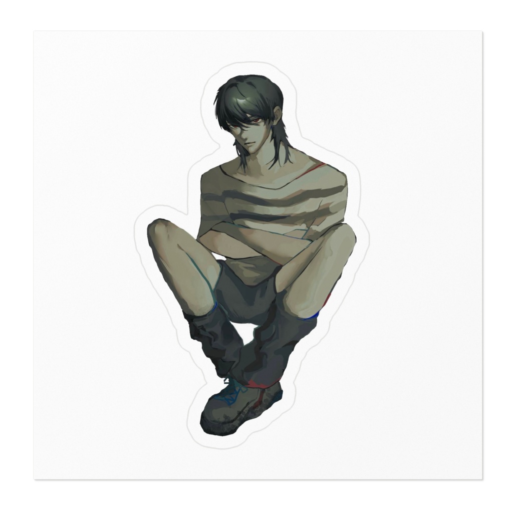 座ってるステッカー