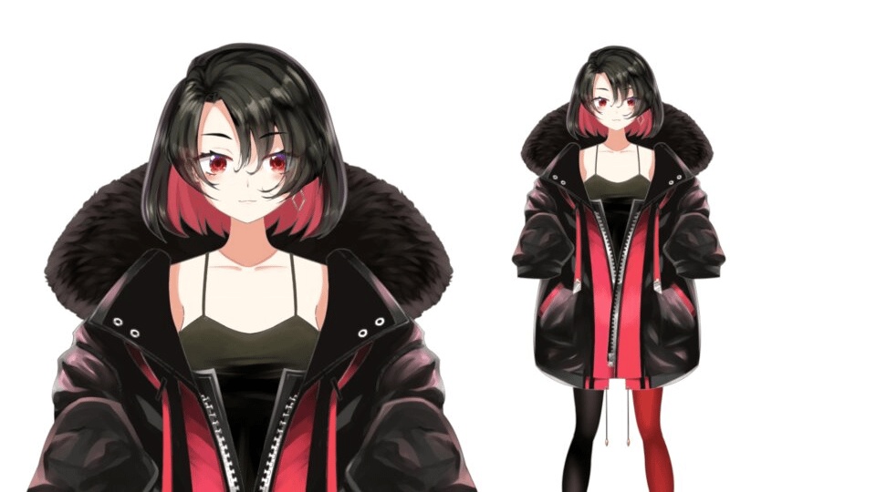 【カラー複数あり】黒髪ビビッド娘【Facerig/VTS】