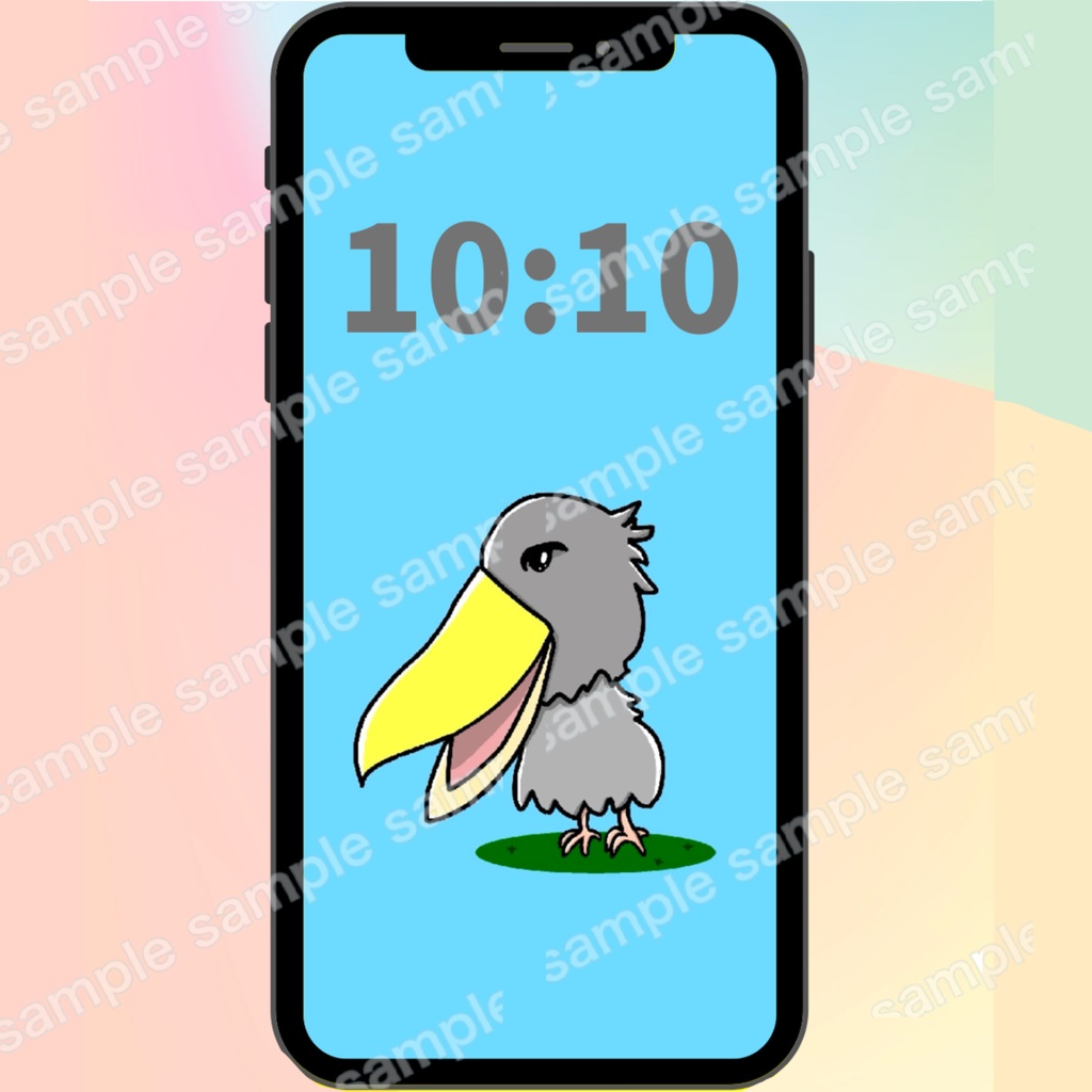 ハシビロコウ待受4色セット【スマホ壁紙・開運カラー/デジタルデータ】