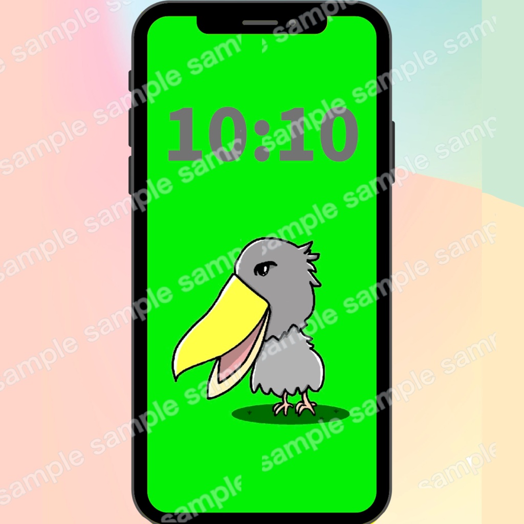 ハシビロコウ待受4色セット【スマホ壁紙・開運カラー/デジタルデータ】