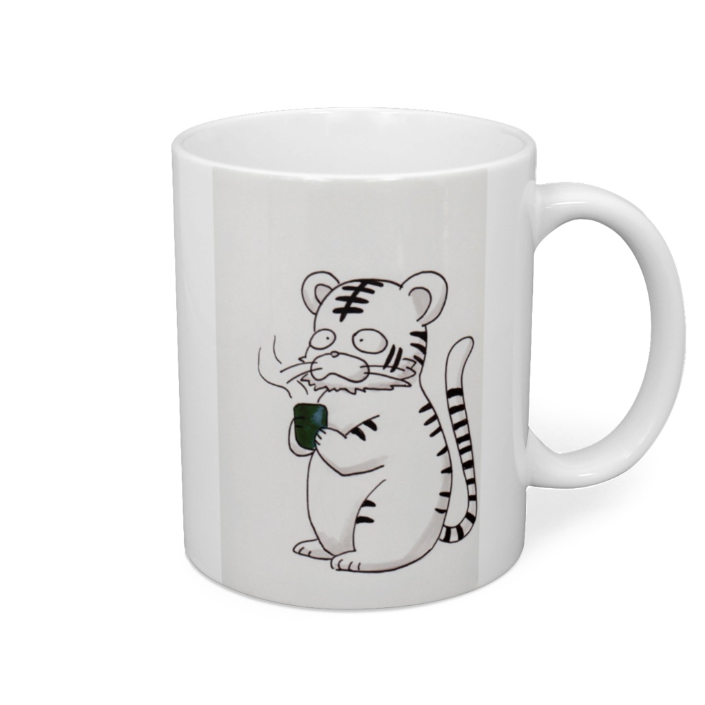 のほほんとお茶を飲む白虎