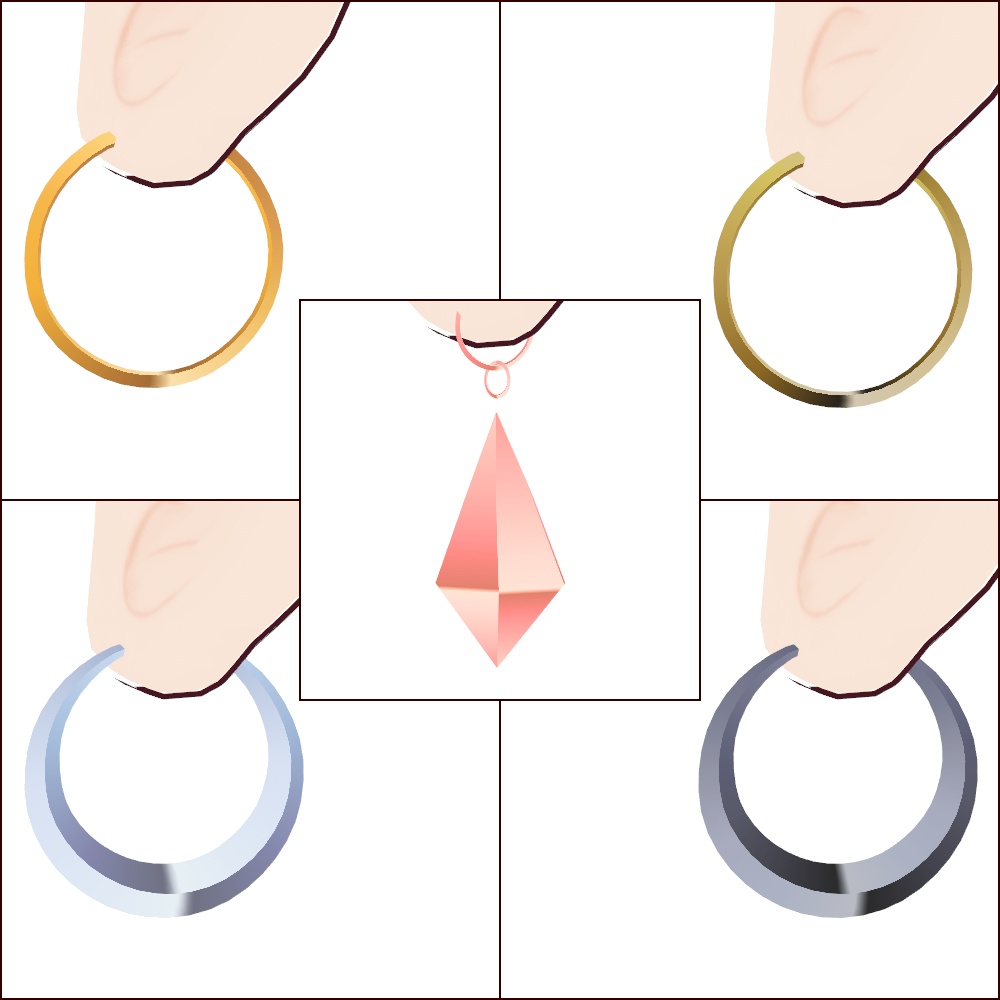 【無料 #VRoid】シンプルイヤリングセット/Simple earring sets