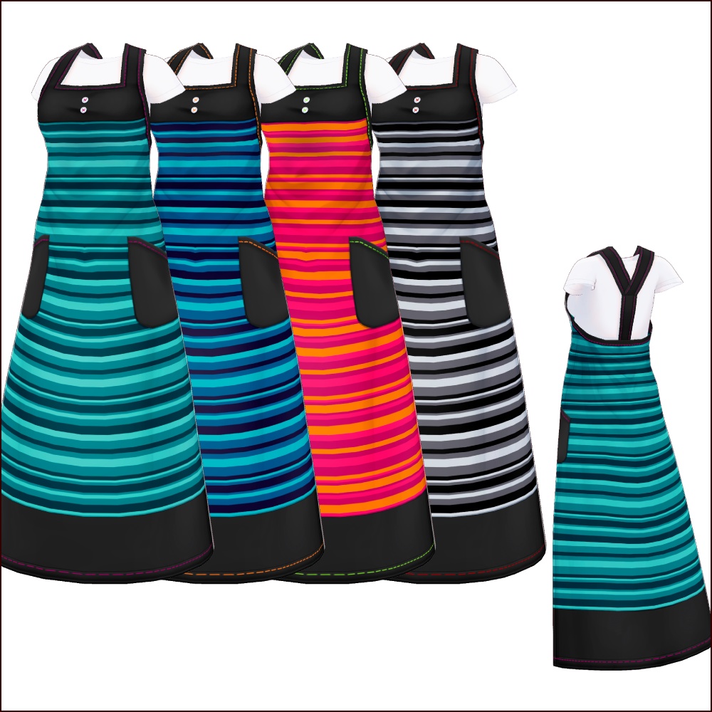 【#VRoid】マルチボーダーワンピース/MultiborderDress