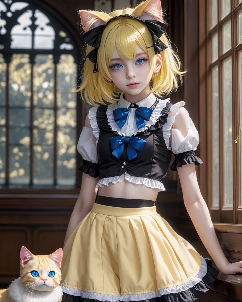 少女とねこ600枚 600 The Girl And Her Cat - AI Generated