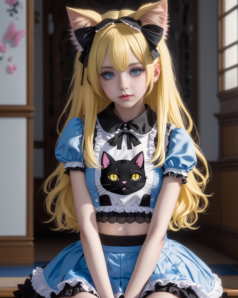 少女とねこ600枚 600 The Girl And Her Cat - AI Generated