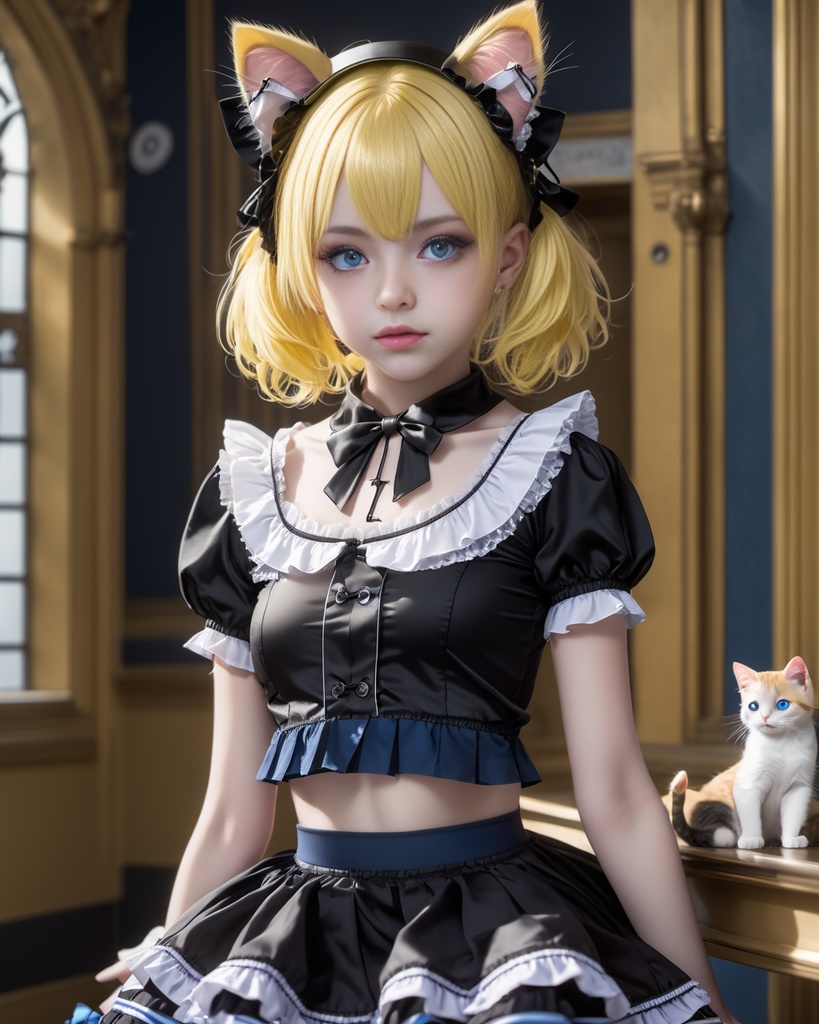 少女とねこ600枚 600 The Girl And Her Cat - AI Generated