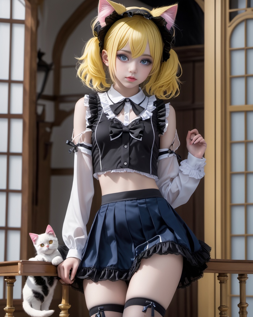 少女とねこ600枚 600 The Girl And Her Cat - AI Generated