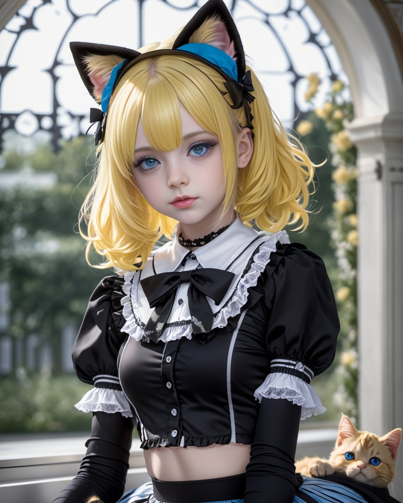 少女とねこ600枚 600 The Girl And Her Cat - AI Generated