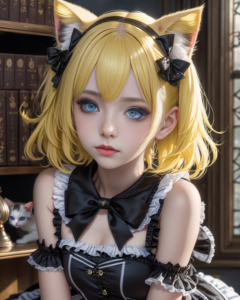 少女とねこ600枚 600 The Girl And Her Cat - AI Generated