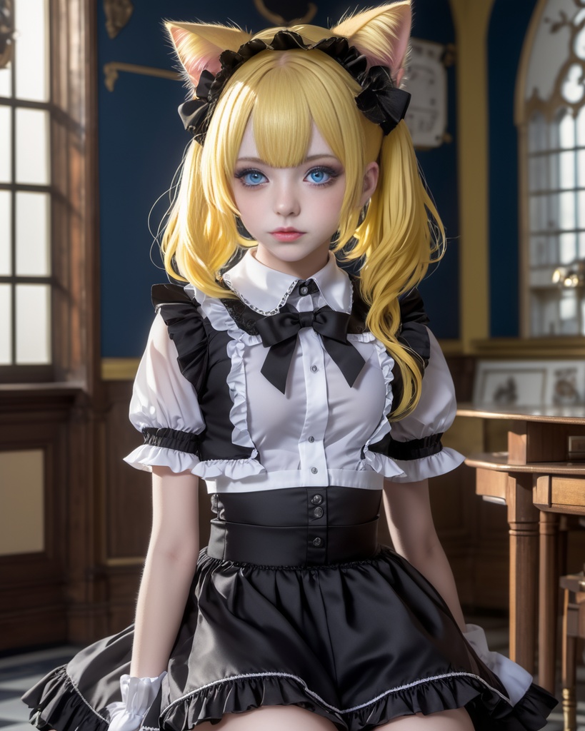 少女とねこ600枚 600 The Girl And Her Cat - AI Generated