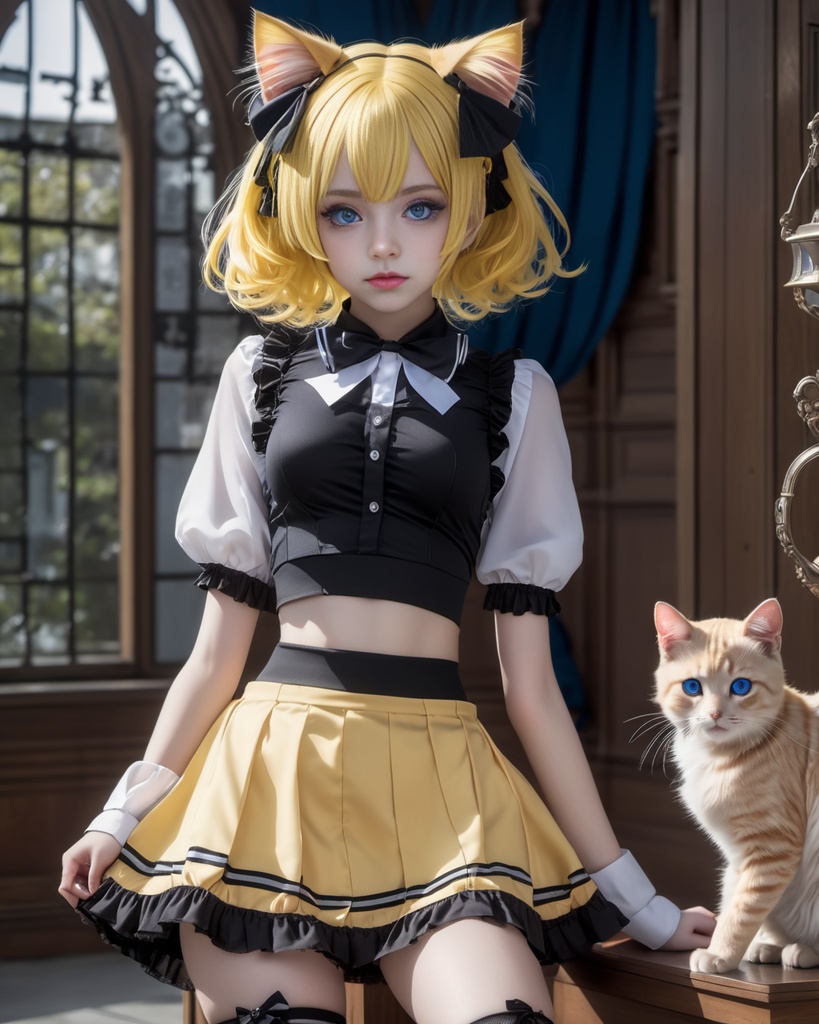 少女とねこ600枚 600 The Girl And Her Cat - AI Generated