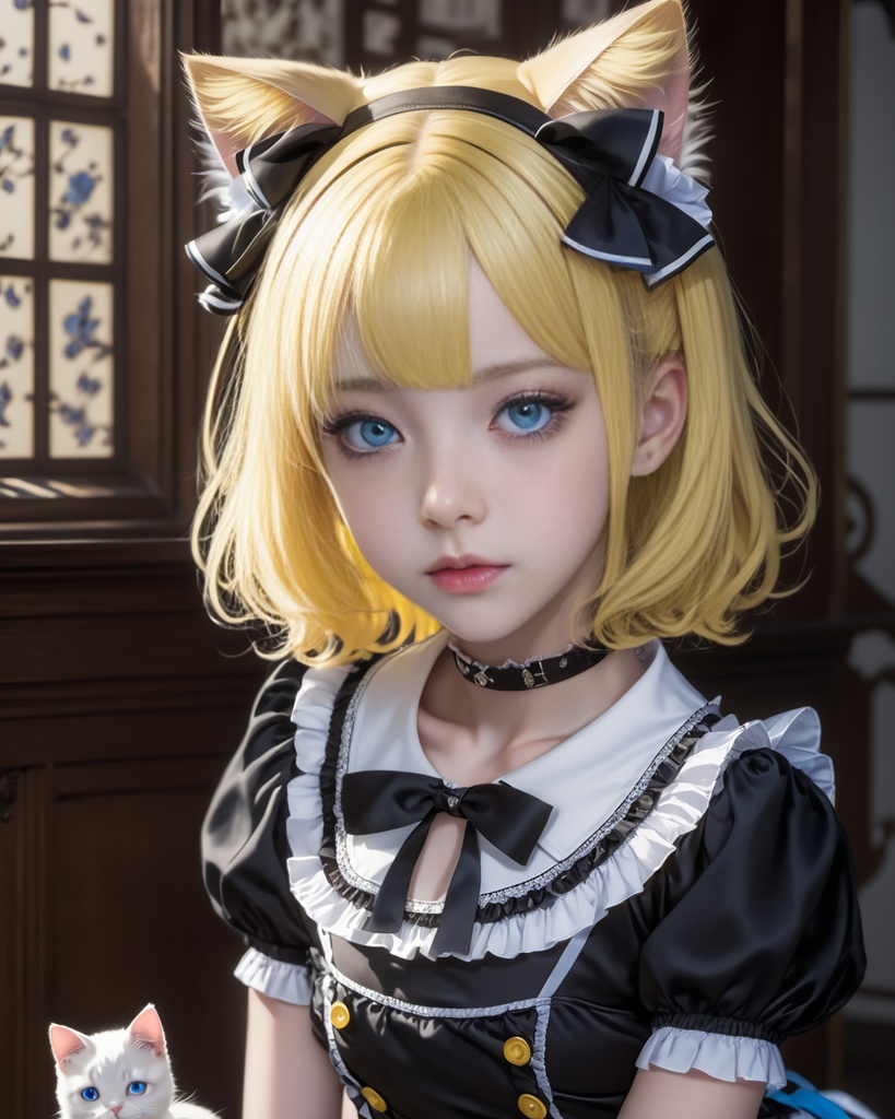 少女とねこ600枚 600 The Girl And Her Cat - AI Generated