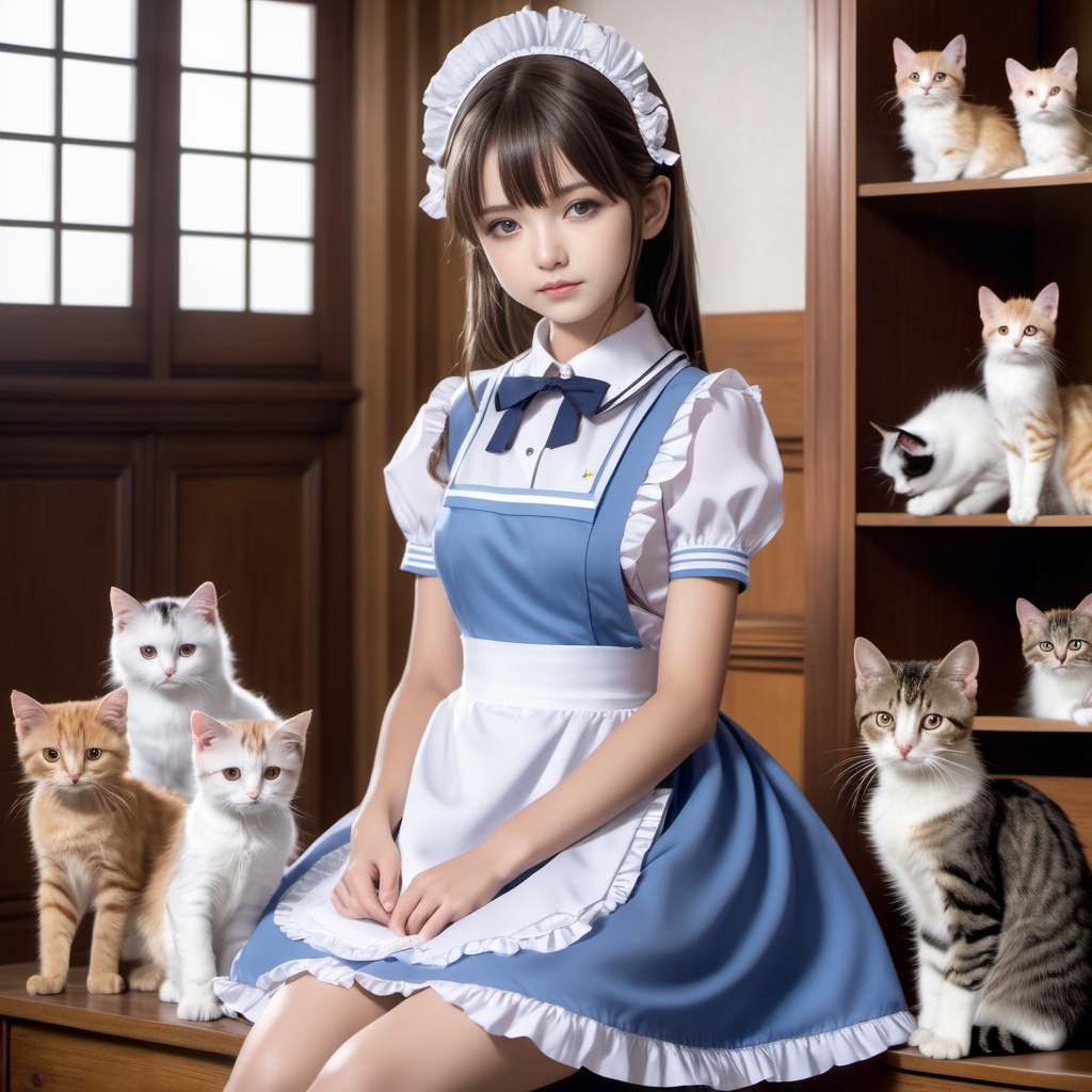 猫を飼うメイド 600枚 600 Maid of cats - AI Generated