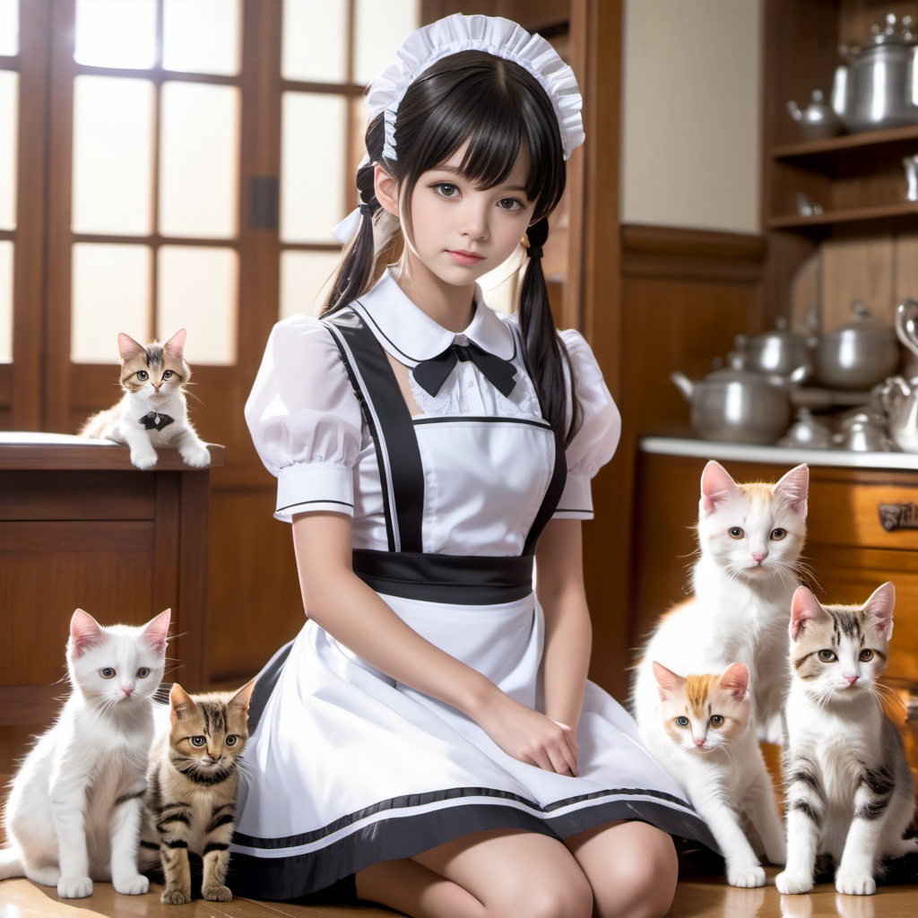 猫を飼うメイド 600枚 600 Maid of cats - AI Generated