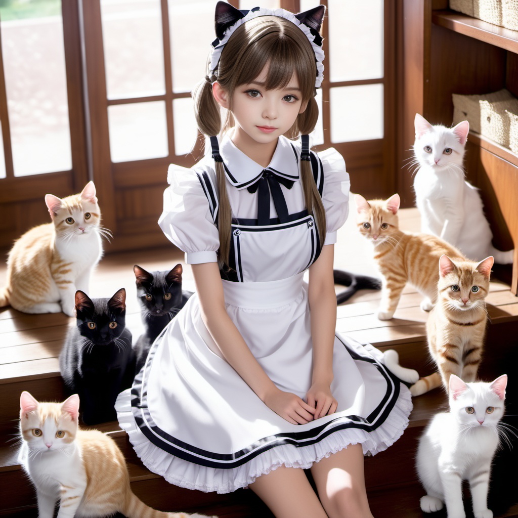 猫を飼うメイド 600枚 600 Maid of cats - AI Generated