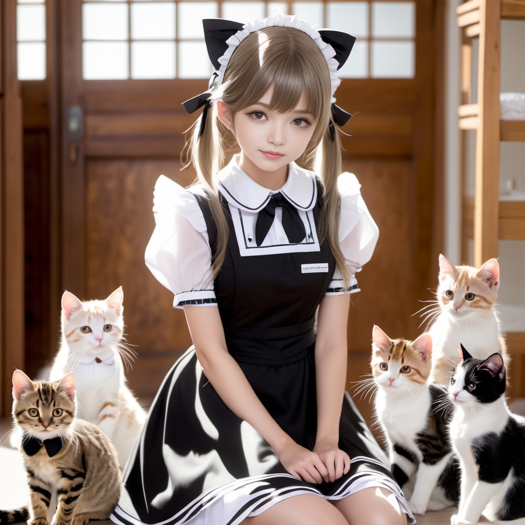 猫を飼うメイド 600枚 600 Maid of cats - AI Generated
