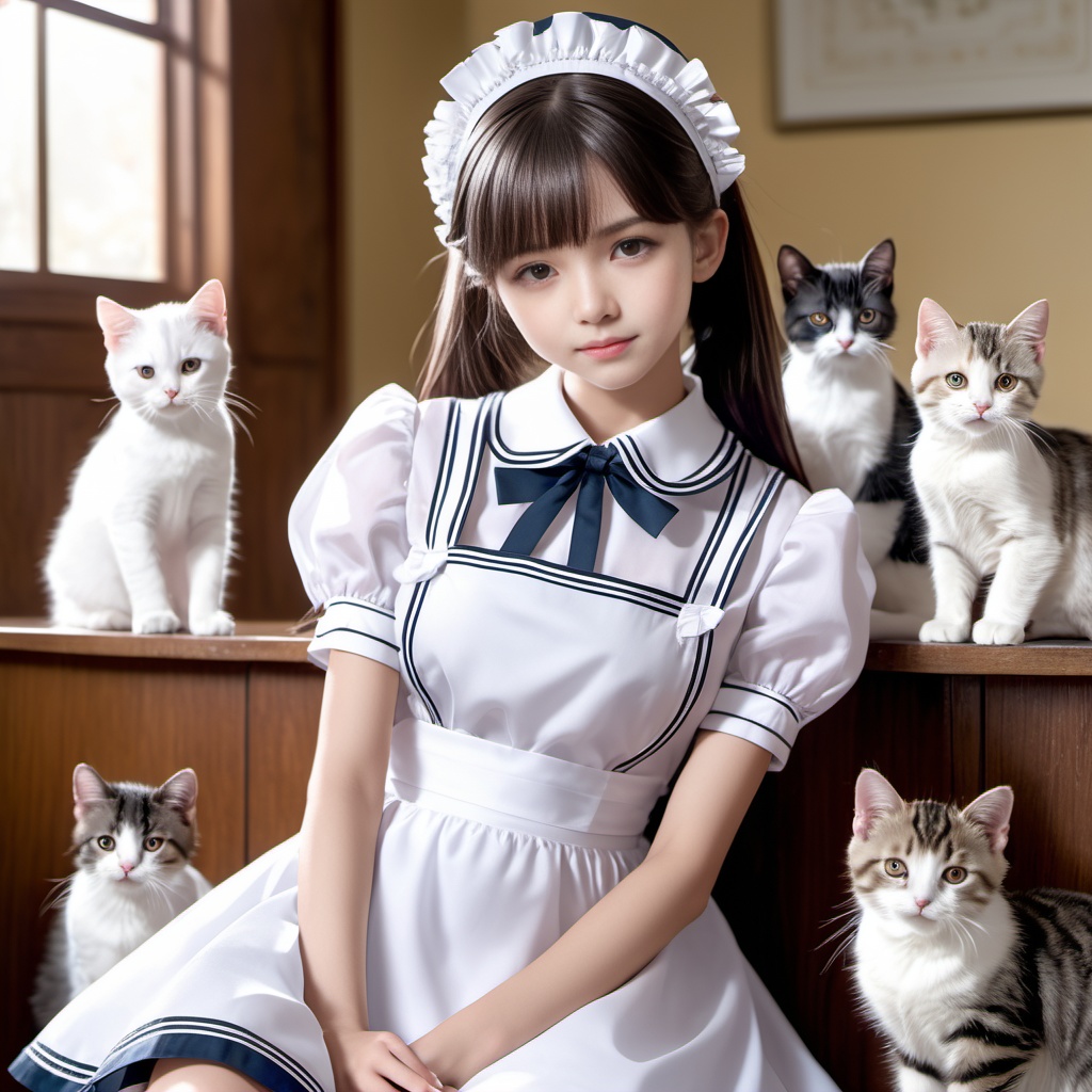猫を飼うメイド 600枚 600 Maid of cats - AI Generated