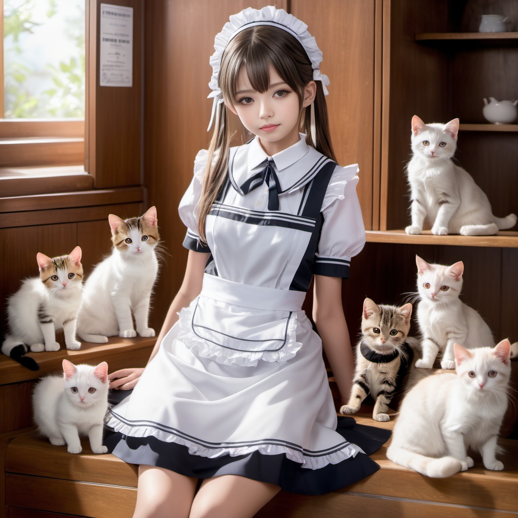 猫を飼うメイド 600枚 600 Maid of cats - AI Generated