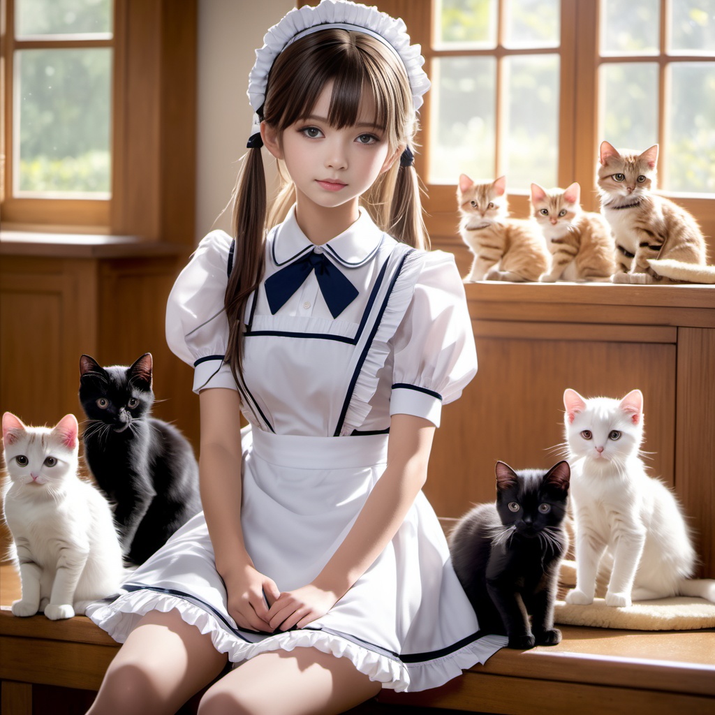猫を飼うメイド 600枚 600 Maid of cats - AI Generated