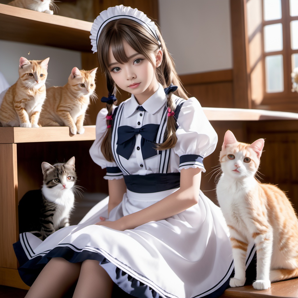 猫を飼うメイド 600枚 600 Maid of cats - AI Generated