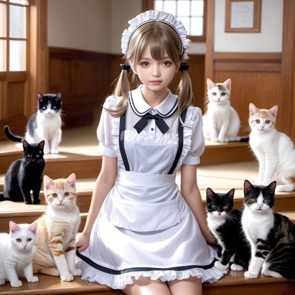 猫を飼うメイド 600枚 600 Maid of cats - AI Generated
