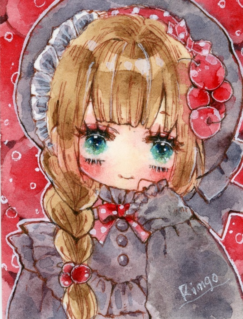 長方形ミニ原画　姫りんご