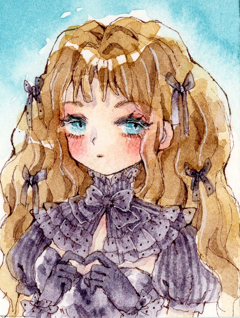 長方形ミニ原画みずたま（黒）
