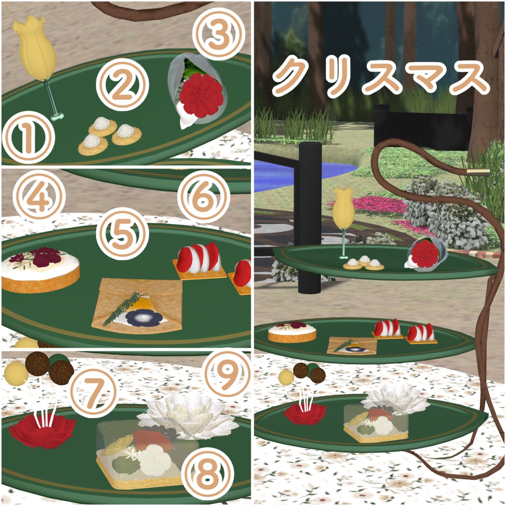 花モチーフアフタヌーンティーアミューズ