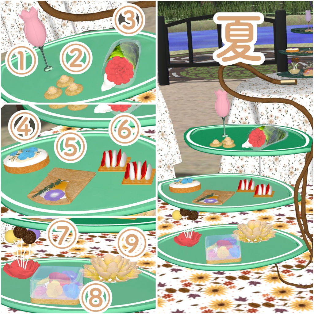 花モチーフアフタヌーンティーアミューズ