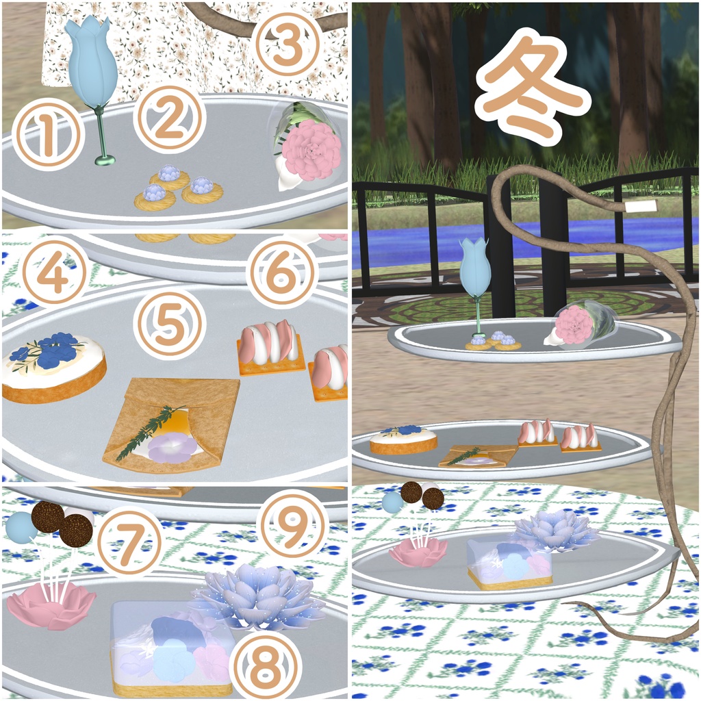 花モチーフアフタヌーンティーアミューズ