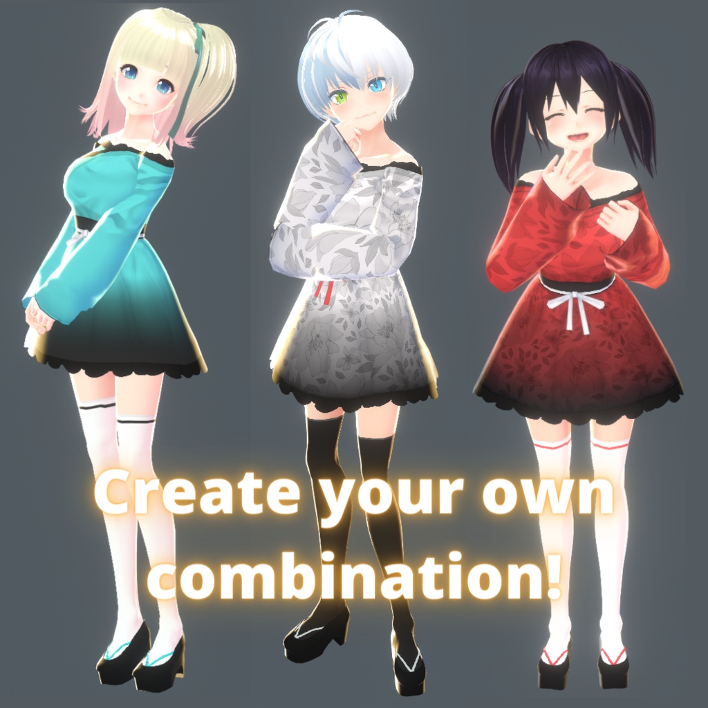 【VRoid】 Kimono Inspired Set