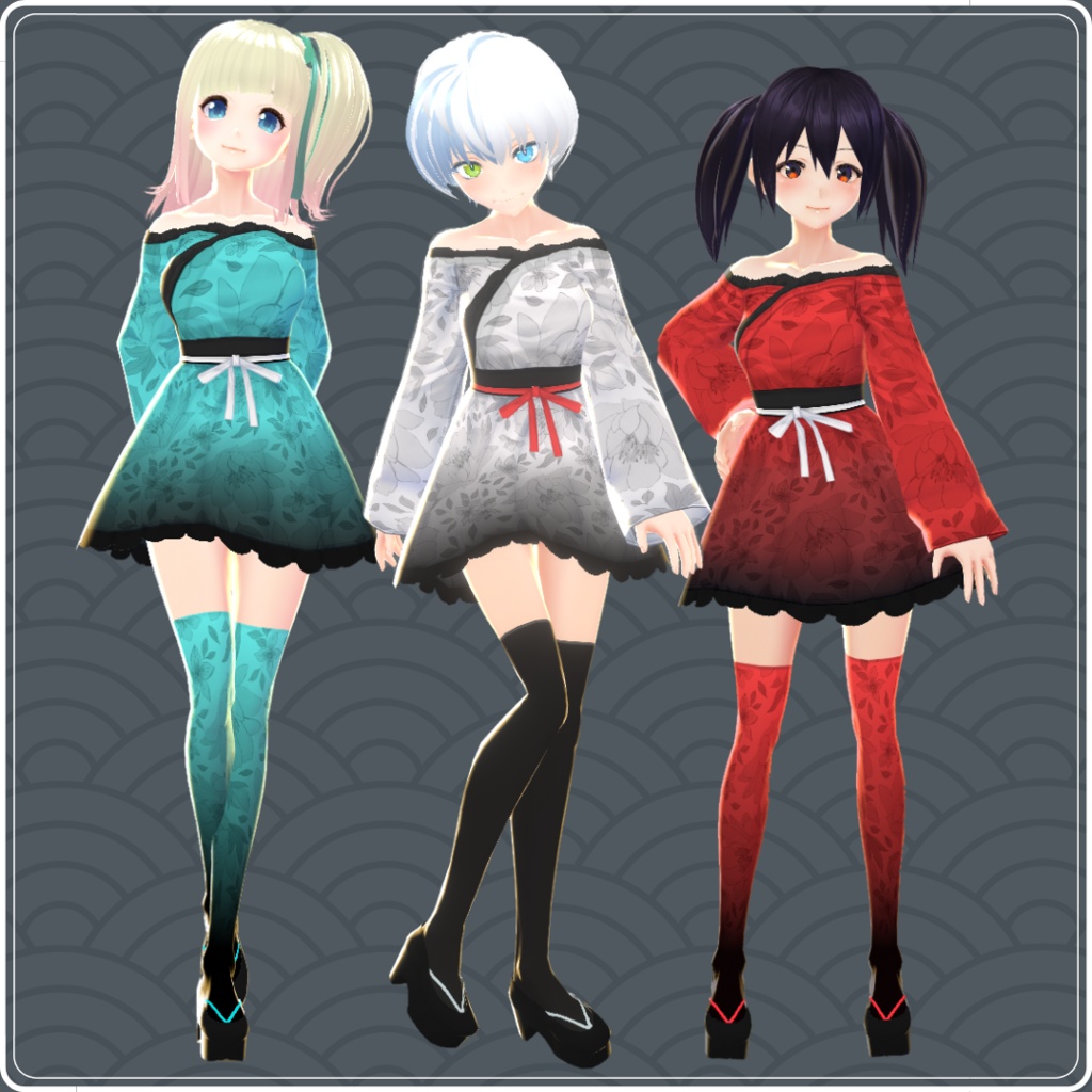 【VRoid】 Kimono Inspired Set