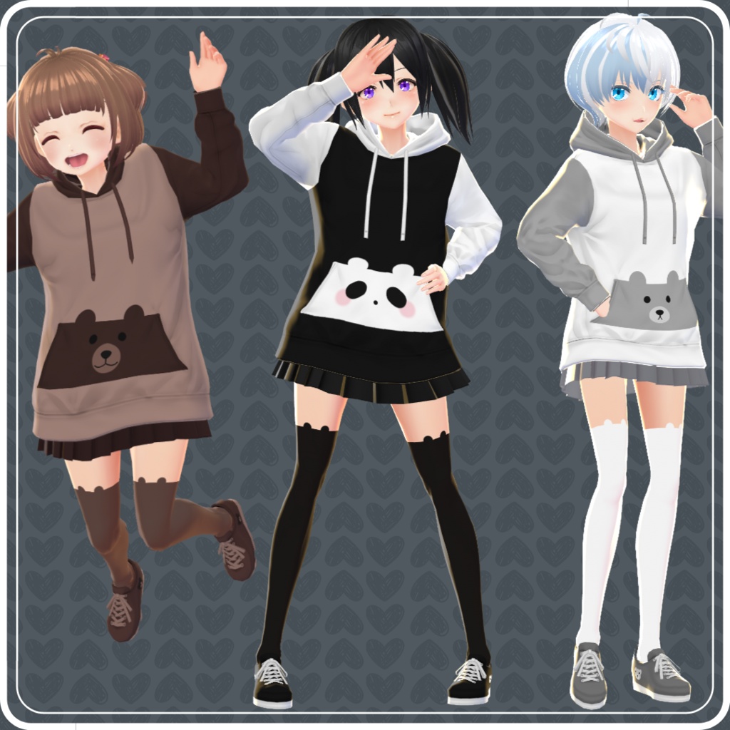 【VRoid】 Animal Hoodies Set