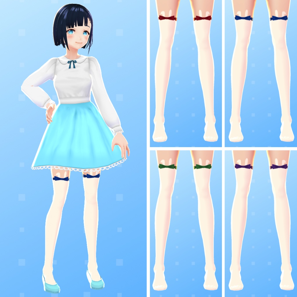 【VRoid】 Bunny And Flower Socks Set