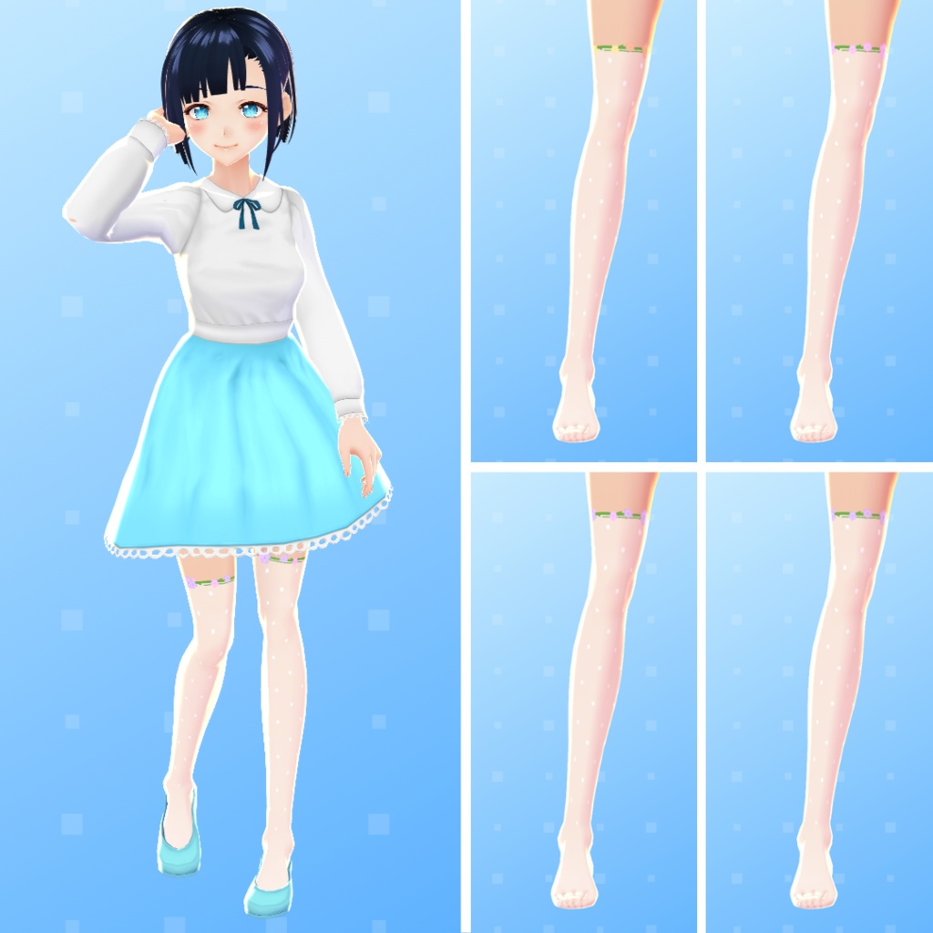 【VRoid】 Bunny And Flower Socks Set